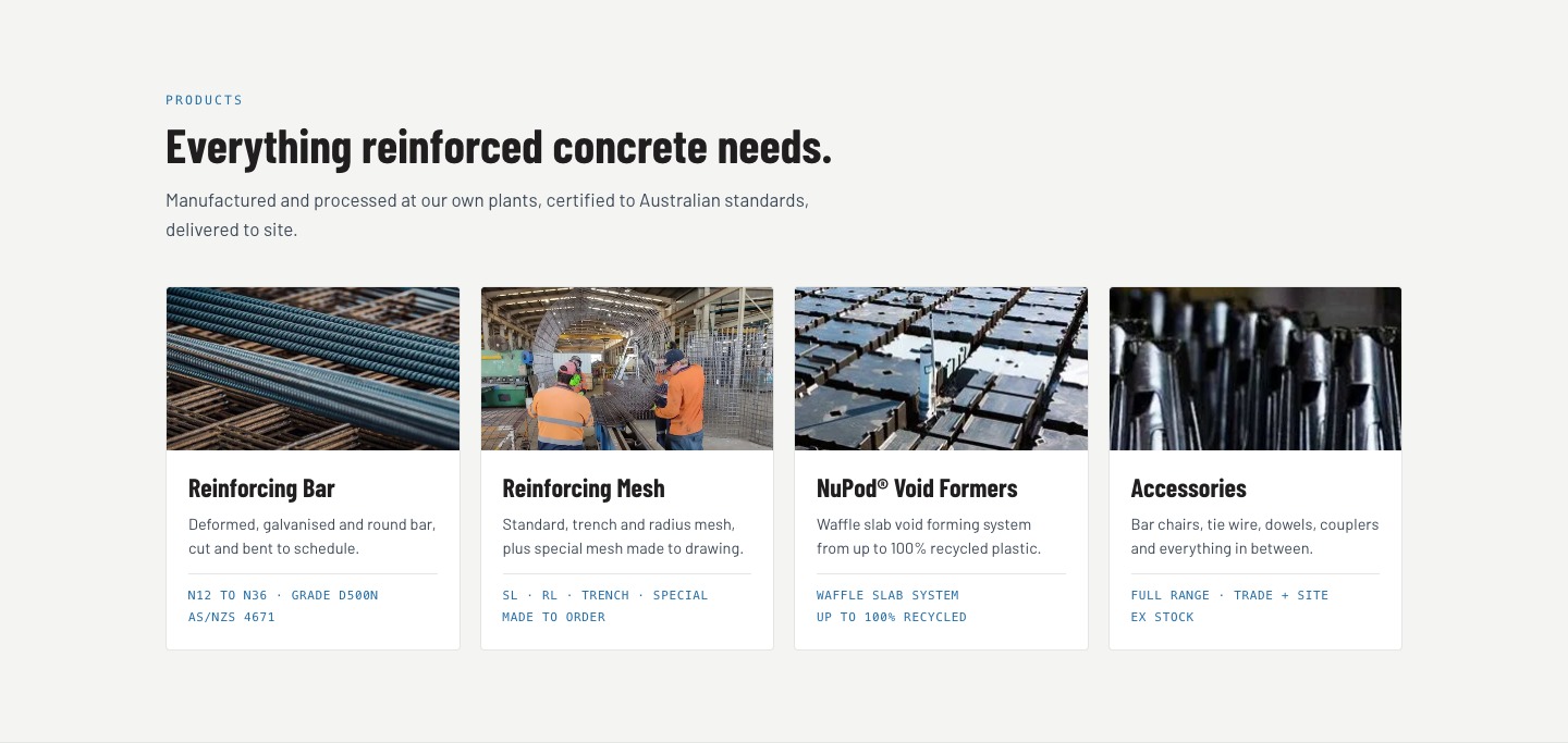 Concept render, product families grid