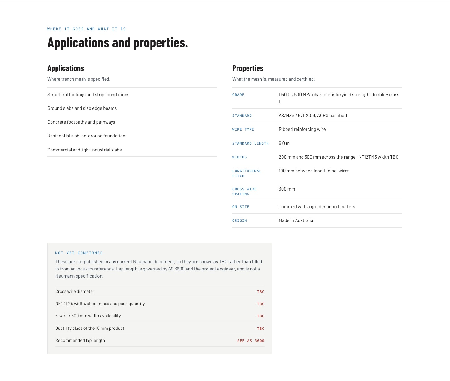Concept render, product properties and certification chips